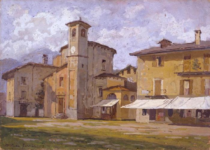 Arturo Ferrari Church and Houses oil painting image